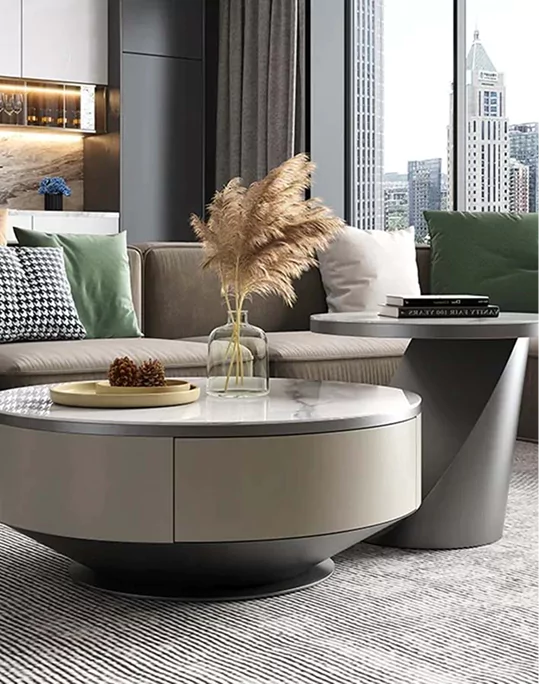 Bàn trà đôi viền màu trắng only - Hiện đại - Gỗ